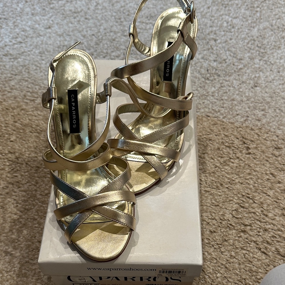 Caparros Metallic Strappy Heels